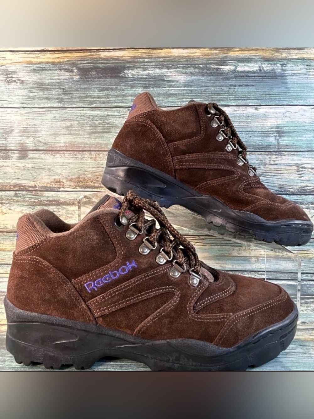 Reebok Hiking Boots Womens Size 7 Brown Suede Lace Up Trail Outdoor